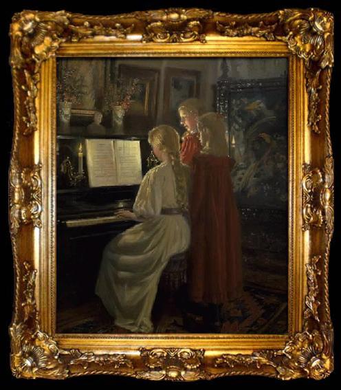 framed  Michael Ancher Children Singing, ta009-2